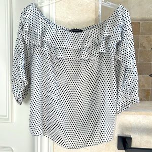 Women top drop shoulder ruffle polka dot color size PS
